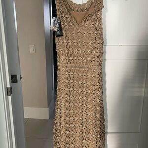 Elegant Tan Crochet Dress